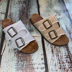 Denim Buckle Sandals